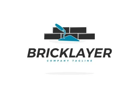 Bricklayer Vector Logo with Trowel Stock Illustration