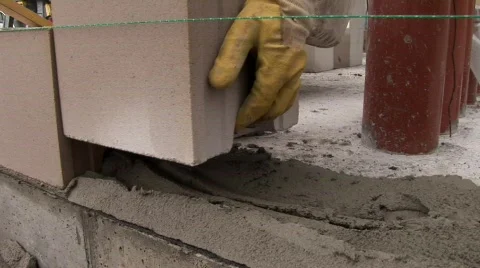 Bricklayer is working Stock Footage 611769