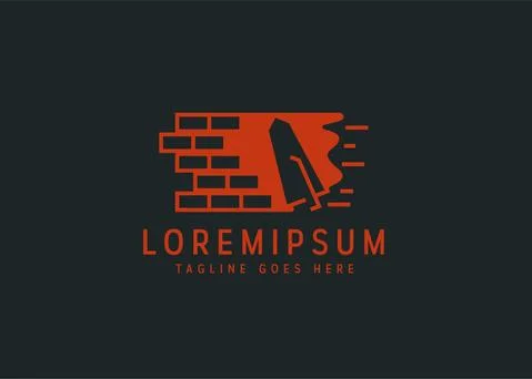 Bricklaying logo design. Vector illustration of fast bricklaying. Vintage log Illustration