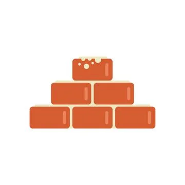 Bricklaying process showing fresh cement mortar on top brick Stock Illustration