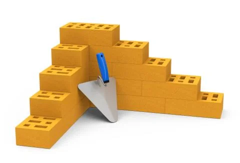 Bricks and brick trowel Stock Illustration