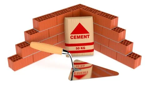 Bricks and building tools Ilustración de archivo