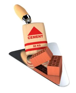 Bricks and building tools Ilustración de archivo