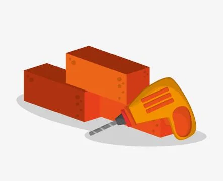 Bricks and drill of under construction design Stock Illustration