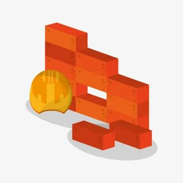 Bricks and helmet of under construction design Stock Illustration