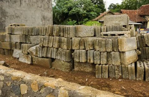Bricks and rocks as materials for construction photo taken in Bogor Indonesia 스톡 사진