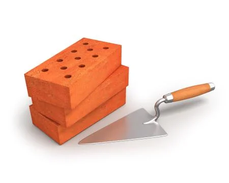 Bricks and trowel Stock Illustration