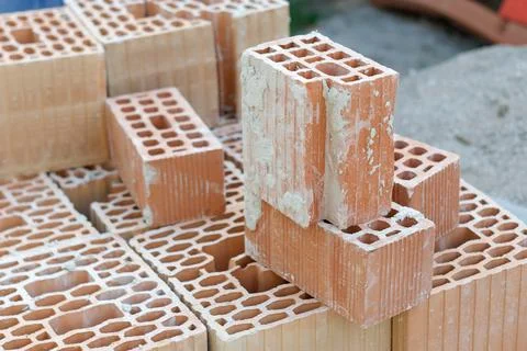 Bricks and trowel Foto stock