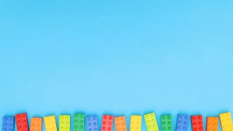 Bricks appear and disappear from blue background - Stop motion Stock-Footage 124291784