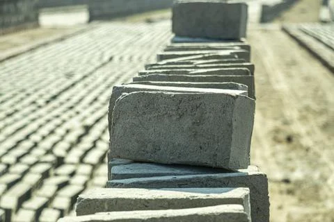 Bricks are being made in a brick factory Fotos Stock