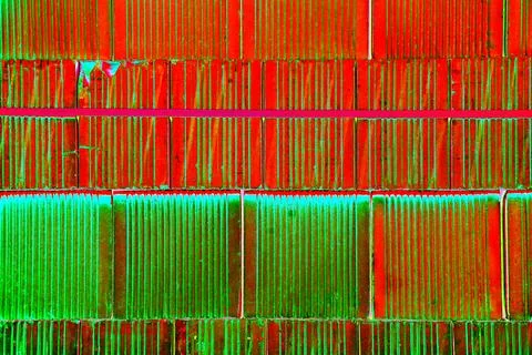 Bricks are stacked in a cube, stack for construction, brick background. Cha.. Stock Photos
