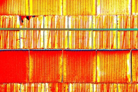 Bricks are stacked in a cube, stack for construction, brick background. Cha.. Stock Photos
