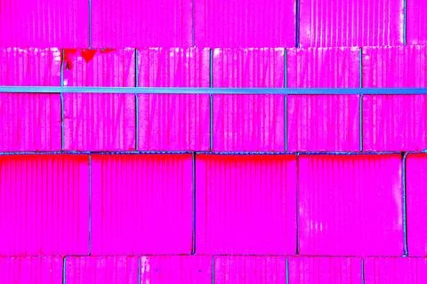 Bricks are stacked in a cube, stack for construction, brick background. Cha.. Stock Photos