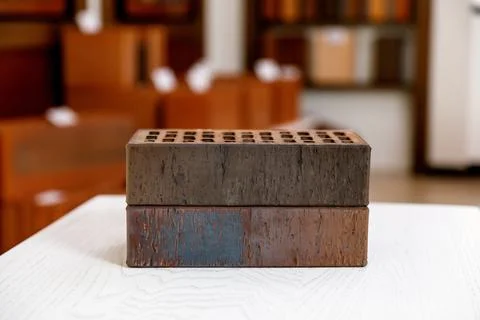 Bricks are on the table Stock Photos