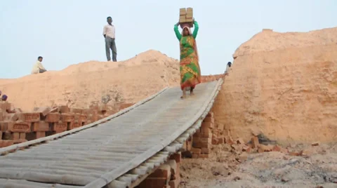 Bricks being made in a brickfield Stock Footage 38870532