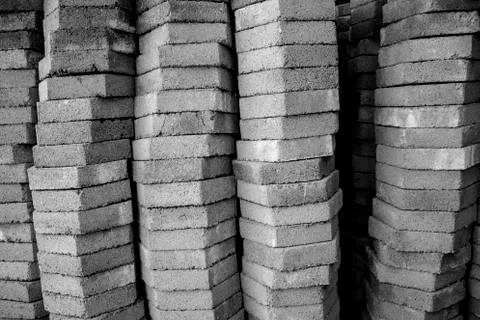  bricks black and white abstract image construction Stock Photos