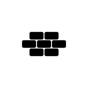 Bricks (brickwork, masonry), icon black on white background Stock Illustration
