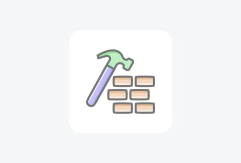 Bricks, building fully editable vector fill icon Illustrazione stock