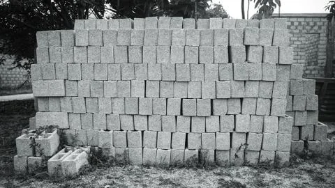 Bricks at construction ground Stock Photos