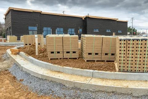 Bricks For Construction Project Commercial Site Foto stock