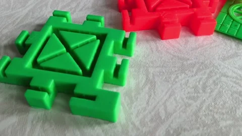 The bricks of the construction set are scattered on the table. Educational toys Stock Footage 318205401