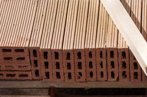 Bricks on a construction site, building materials Fotos de archivo