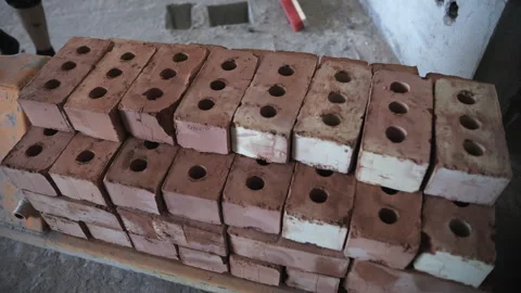 Bricks on the construction site Stock Footage 285540322