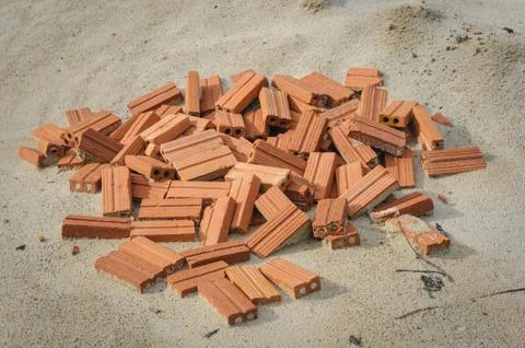 Bricks in construction sites Stock Photos