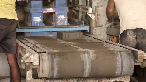 Bricks on the conveyor belt. Stock Footage 121353253