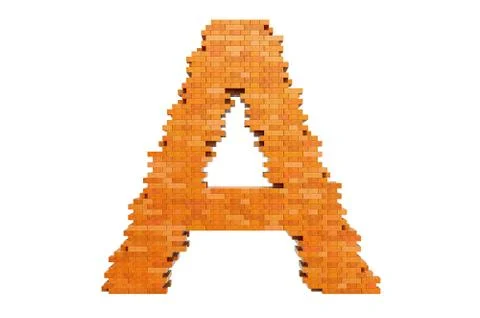 Bricks font, letter A from building bricks. 3D rendering Illustrazione stock