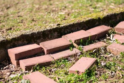 Bricks in the Grass Stock Photos