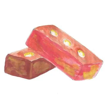 Bricks hand drawn watercolor pattern Stock Illustration