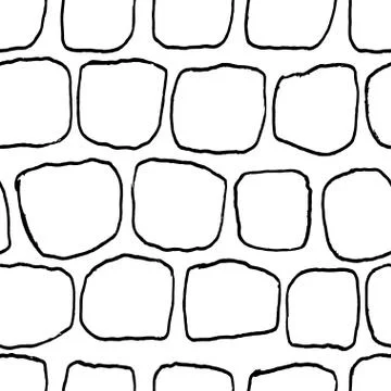 Bricks handdrawn seamless black and white pattern. Vector illustration. Stock Illustration