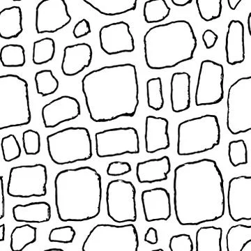 Bricks handdrawn seamless black and white pattern. Vector illustration. Stock Illustration