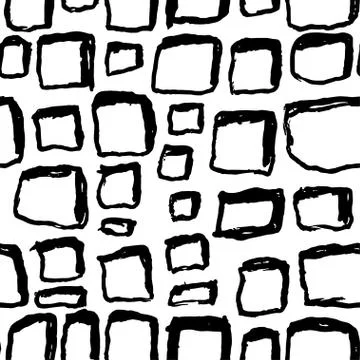 Bricks handdrawn seamless black and white pattern. Vector illustration. 스톡 일러스트