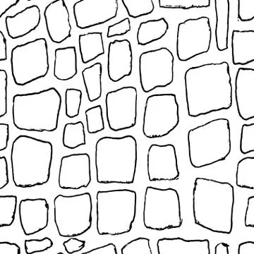 Bricks handdrawn seamless black and white pattern. Vector illustration. Stock Illustration