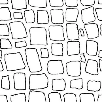 Bricks handdrawn seamless black and white pattern. Vector illustration. Stockillustratie