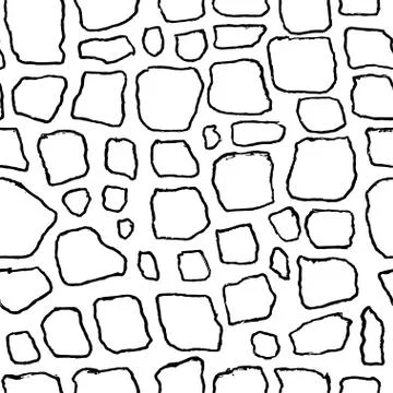 Bricks handdrawn seamless black and white pattern. Vector illustration. Stock Illustration