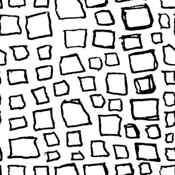 Bricks handdrawn seamless black and white pattern. Vector illustration. Stock Illustration