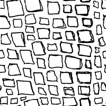 Bricks handdrawn seamless black and white pattern. Vector illustration. Stock Illustration