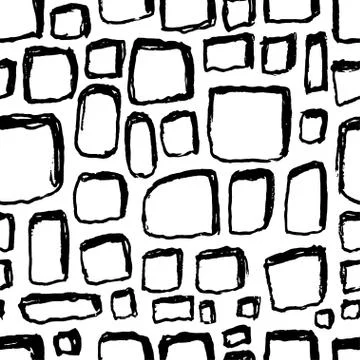 Bricks handdrawn seamless black and white pattern. Vector illustration. Stock Illustration