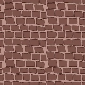 Bricks handdrawn seamless brown pattern. Vector illustration. Stock Illustration