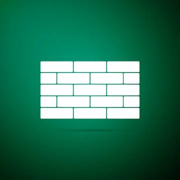 Bricks icon isolated on green background. Flat design. Vector Illustration 스톡 일러스트