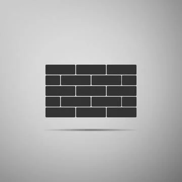 Bricks icon isolated on grey background. Flat design. Vector Illustration Illustrazione stock