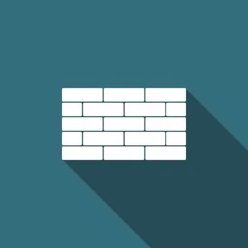 Bricks icon isolated with long shadow. Flat design. Vector Illustration Stock Illustration