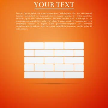 Bricks icon isolated on orange background. Flat design. Vector Illustration 스톡 일러스트