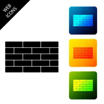 Bricks icon isolated. Set icons colorful square buttons. Vector Illustration Stock Illustration