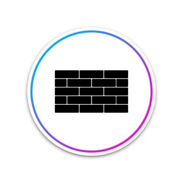 Bricks icon isolated on white background. Circle white button. Vector Stock Illustration