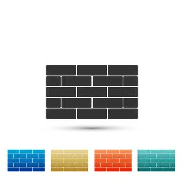 Bricks icon isolated on white background. Set elements in colored icons. Flat Stock Illustration