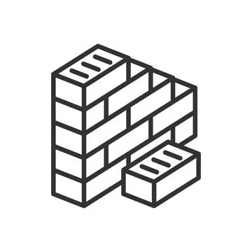 Bricks, icon in line design. Bricks, construction, masonry, wall, building Stock Illustration
